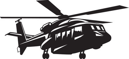 Militant Airborne Army Copter Vector Design Battle Ready Whirlybird Black Logo Iconのイラスト素材