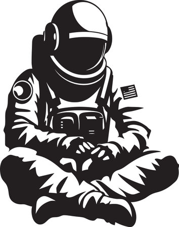 Cosmos Trailblazer Black Helmet Logo Galactic Explorer Astronaut Emblem Designのイラスト素材
