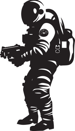Galactic Trailblazer Astronaut Helmet Symbol Interstellar Adventurer Black Space Logoのイラスト素材