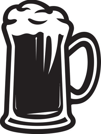 Cheers Icon Vector Beer Tankard Frothy Lager Black Mug Logoのイラスト素材