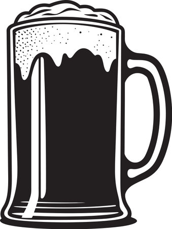 Frothy Pint Black Beer Glass Icon Barrel Brew Vector Beer Emblemのイラスト素材