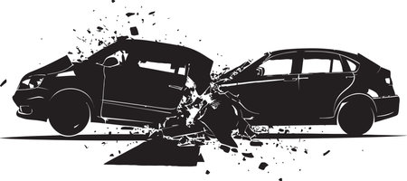 Wreckage Canvas Vector Car Crash Icon in Black Onyx Catastrophe Black Car Accident Logo Symbolのイラスト素材