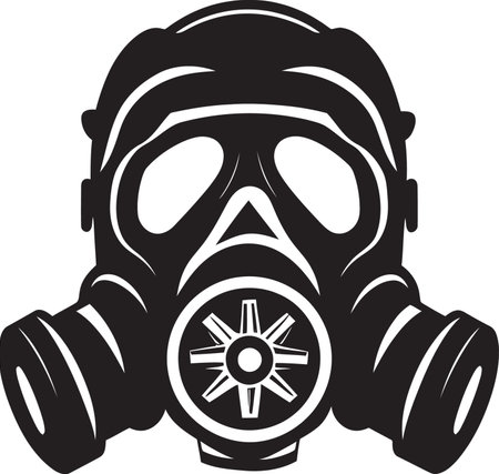 Lunar Protector Black Gas Mask Logo Symbol Eclipse Defender Gas Mask Vector Icon Designのイラスト素材