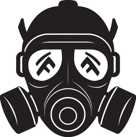 Lunar Shield Black Gas Mask Icon Symbol Eclipse Guardian Gas Mask Vector Emblemのイラスト素材