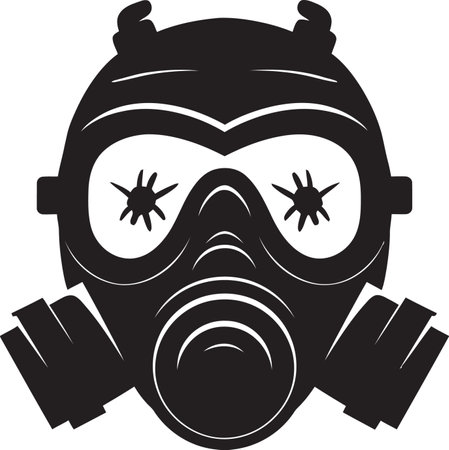 Shadowed Sentinel Vector Gas Mask Logo Icon Onyx Guardian Black Gas Mask Icon Emblemのイラスト素材