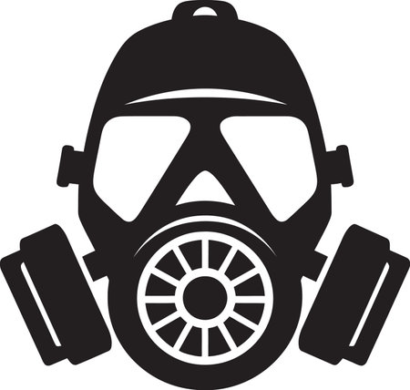 Ebony Defender Black Gas Mask Icon Design Stygian Guardian Vector Gas Mask Emblem Iconのイラスト素材