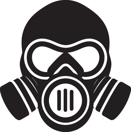 Obsidian Shield Vector Gas Mask Logo Design Midnight Defender Black Gas Mask Emblem Iconのイラスト素材