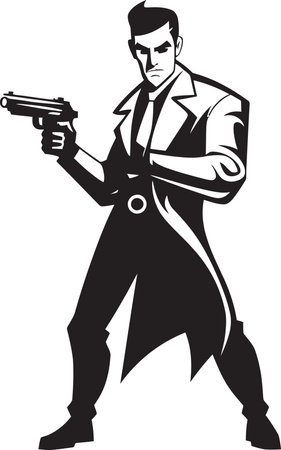 Vector Vigilant Gun Holding Logo Gunman Graphix Black Vector Iconのイラスト素材