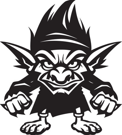 Whimsical Wonders Black Goblin Symbol Tiny Trickster Tales Cartoon Logo Iconのイラスト素材