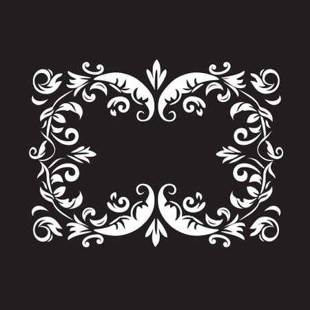 Chic Ebony Detailing Decorative Border Emblem Gothic Glamour Borders Black Vector Logoのイラスト素材