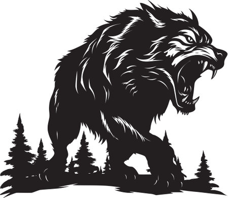 Ghostly Werewolf Mark Grim Shadow Beast Icon Designのイラスト素材
