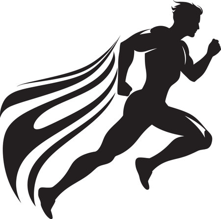 Robust Charge Male Black Vector Logo Design Sturdy Sprint Running Athletes Black Iconのイラスト素材