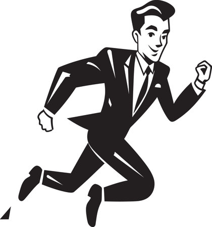 DynamicDrive Male Black Vector Icon Design SwiftRunner Running Mans Black Logoのイラスト素材