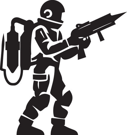 Warzone Arsenal Black Vector Rocket Soldier Icon Lethal Strikeforce Soldier Firing Rocket Emblemのイラスト素材