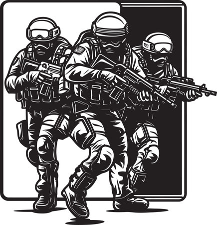 Forceful Entry Door Kick Black Vector Icon Rapid Assault SWAT Team Door Kick Emblemのイラスト素材