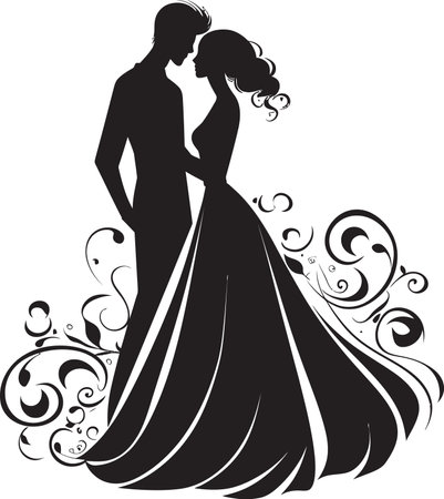 Everlasting Floral Symphony Wedding Black Vector Symbol Romantic Petal Waltz Floral Decor Iconのイラスト素材