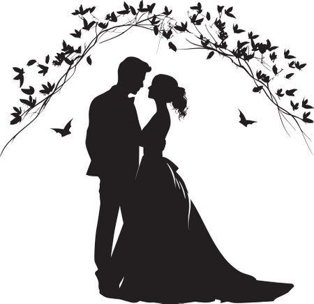 Enchanted Petal Harmony Floral Design Eternal Love Blossoms Black Vector Symbolのイラスト素材