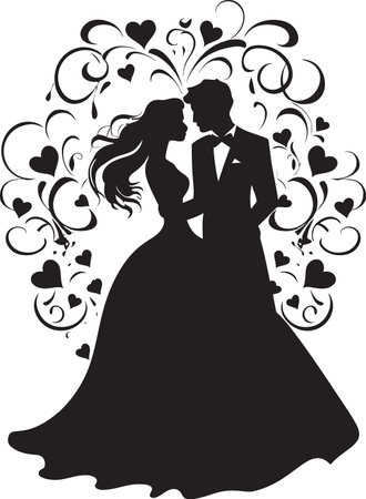 Evergreen Romance Floral Emblem Petal Symphony Black Vector Iconのイラスト素材