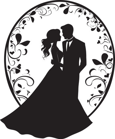 Romantic Botanicals Black Vector Logo Eternal Blossom Harmony Floral Emblemのイラスト素材