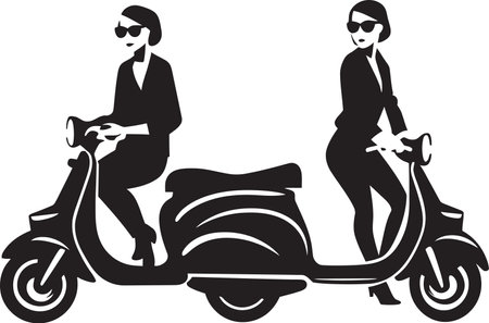 Metropolitan Fashion Ride Woman Emblem Urban Mobility Black Vector Designのイラスト素材