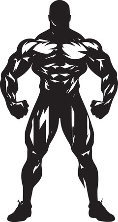Onyx Titan Emblem Full Body Vector Logo for Strength Icons Chiseled Silhouette Full Body Black Vector for Bodybuilding Iのイラスト素材