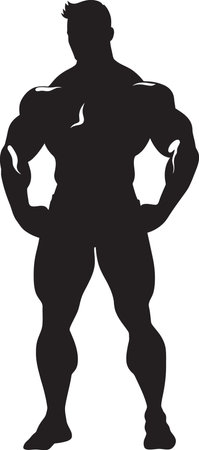 Ebony Emblem Full Body Black Vector Icon Ink and Iron Bodybuilders Iconic Vector Silhouetteのイラスト素材