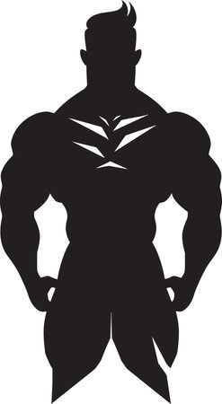Ink etched Goliath Full Body Black Vector for Muscle Icons Obsidian Vigor Full Body Black Vector Logo for Fitness Iconsのイラスト素材