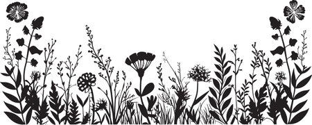 Ink Engraved Petal Border Black Floral Emblem Midnight Bloom Borderline Floral Vector Icon Designのイラスト素材