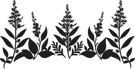 Enigmatic Inked Blossom Framework Botanical Vector Emblem Botanical Silhouette Border Black Floral Icon Designのイラスト素材