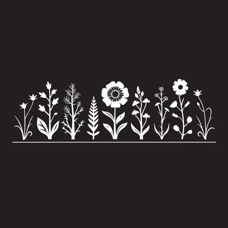 Elegant Flora Perimeter Black Botanical Icon Enigmatic Ink Sketch Floral Border Vector Iconのイラスト素材