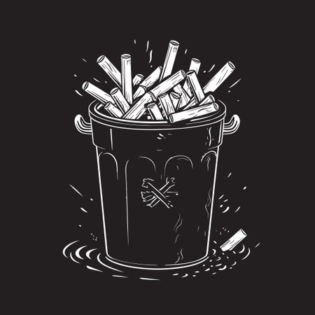 No Smoking Disposal Emblem Black Vector Icon Extinguished Habit Trash Bin Vector Designのイラスト素材