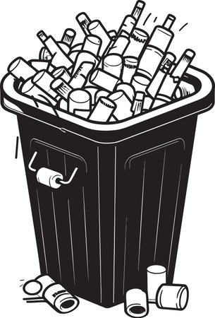Disposed Vice Emblem Black No Smoking Vector Extinguished Habit Warning Trash Bin Vectorのイラスト素材