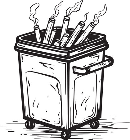 Disposed Habit Alert Black Vector Design Extinguished Smoke Symbol No Smoking Iconのイラスト素材