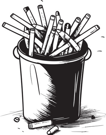 Quit and Dispose Emblem No Smoking Bin Icon Trash Bin Warning Black Vector Logoのイラスト素材