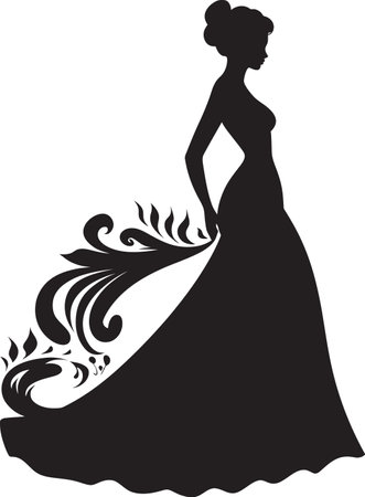 Ethereal Wedding Grace Black Vector Elegant Bridal Essence Black Vector Iconのイラスト素材