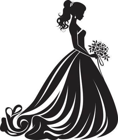 Elegant Bridal Charm Monochrome Emblem Brides Serenity Black Vector Iconのイラスト素材