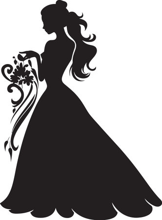 Brides Radiance Black Vector Emblem Enchanting Matrimony Bride Vector Designのイラスト素材