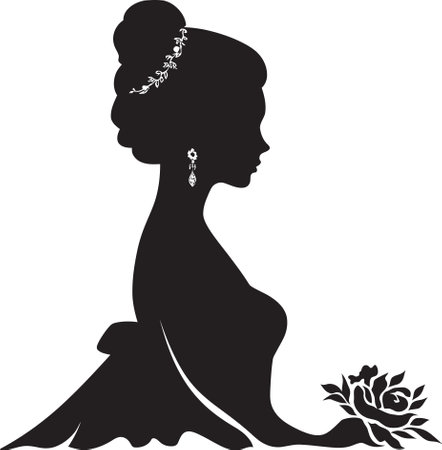 Ethereal Presence Black Vector Symbol Chic Elegance Brides Design in Blackのイラスト素材