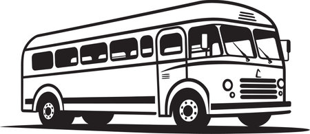 Bus Essence Black Vector Emblem Classic Transit Monochrome Bus Iconのイラスト素材