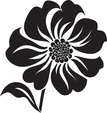 Thickened Flower Contour Black Iconic Frame Minimalist Floral Framework Monochrome Emblemのイラスト素材