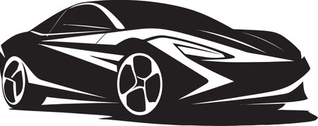 Efficient EV Concept Black Iconic Icon Sleek Sedan Emblem Monochrome Design Logoのイラスト素材