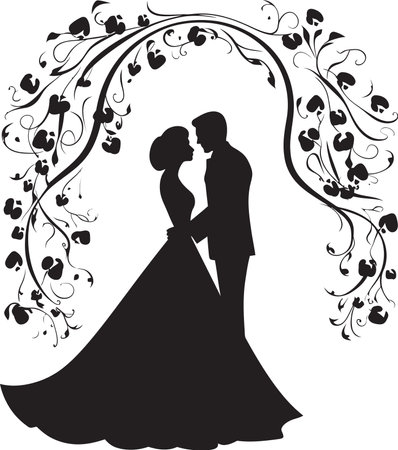 Whimsical Bouquet Duo Vector Emblem Detail Floral Fusion Affair Iconic Black Logoのイラスト素材