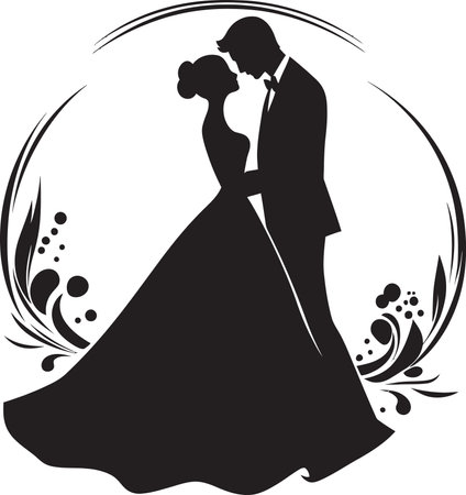 Floral Union Vector Emblematic Detail Wedding Petals Stylish Black Iconのイラスト素材