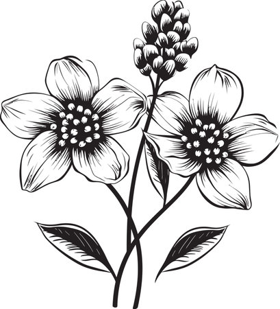 Icy Floral Sketch Vector Emblematic Design Arctic Botanical Detail Stylish Logo Iconのイラスト素材