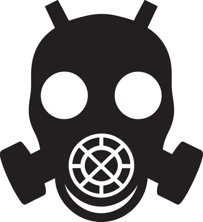 Nightfall Protector Black Gas Mask Emblem Symbol Stealth Shield Gas Mask Vector Iconのイラスト素材
