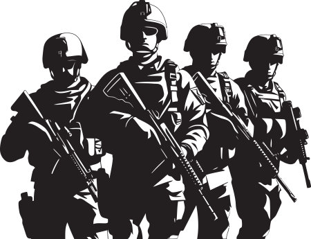 Defensive Squadron Black Army Group Symbol Warrior Legion Vector Troop Black Iconのイラスト素材