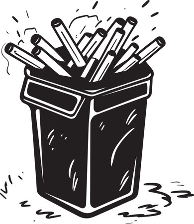 Bin of Disposed Smoke No Smoking Icon Cigarette End Disposal Black Vector Designのイラスト素材
