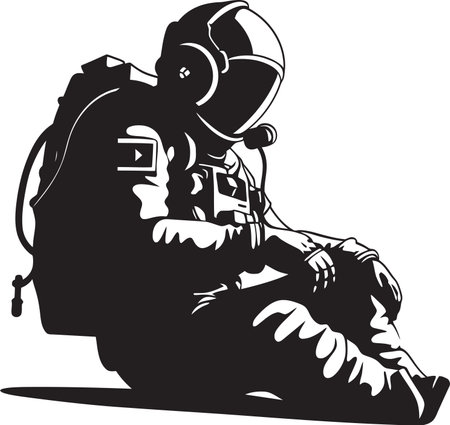 Galactic Explorer Astronaut Emblem Design Cosmic Vanguard Astronaut Emblematic Iconのイラスト素材
