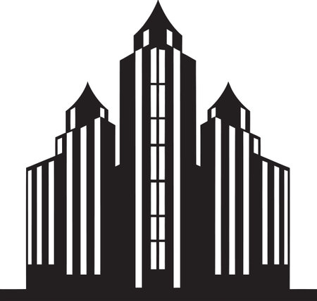 Metropolitan Core Multifloor Cityscape Vector Emblem Skyline Symphony Multifloor Urban Building Vector Iconのイラスト素材