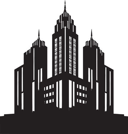 Cityline Essence Multifloor City Building Vector Icon Metropolitan Towerscape Multifloor Cityscape Emblemのイラスト素材